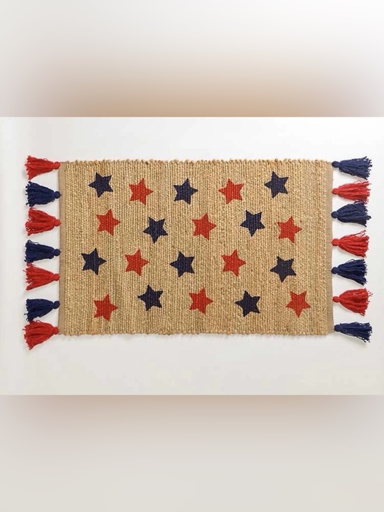 The Unbranded Brand Other - Patriotic Stars Jute Scatter Rug